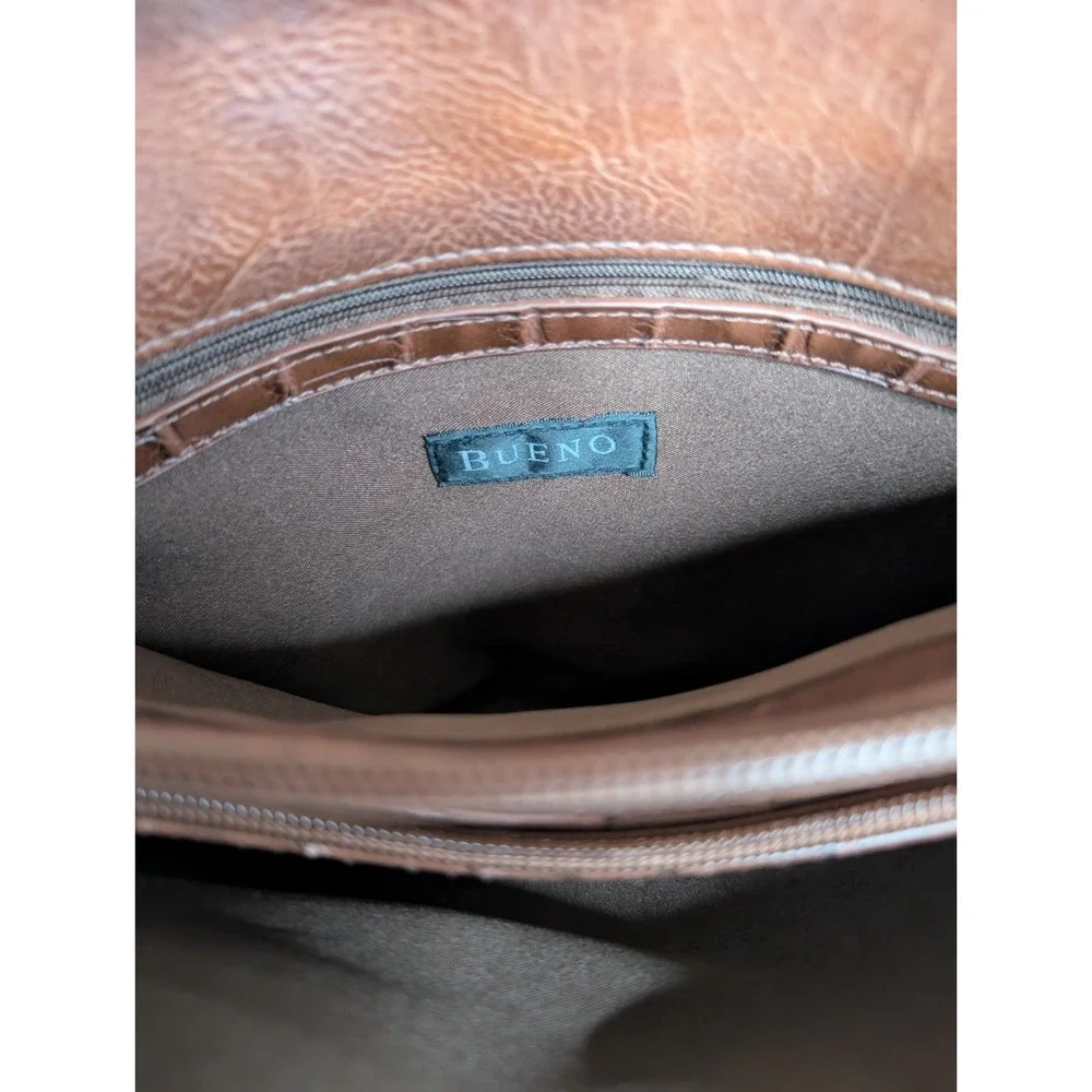 Bueno Faux Leather Satchel Braided Top Handle Ornate Hardware‎ Shoulder Purse
